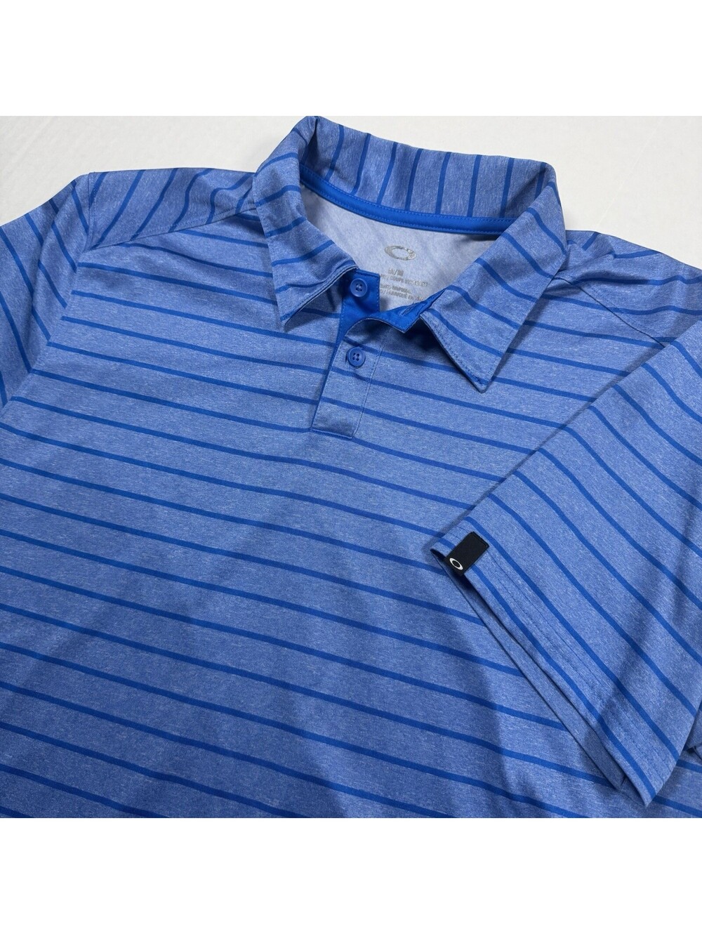 Oakley Men's Blue Striped Short Sleeve Performance Polo Golf Shirt Size Medium